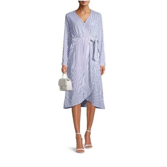 NWT Time and True Stripe Wrap Dress - Picture 1 of 8
